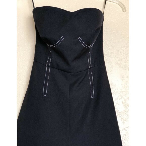 Topshop Women's Contrast Stitch Strapless Black Jumpsuit Size 8 35P09MBLK - Picture 7 of 12